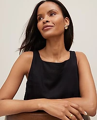 Ann Taylor Linen Blend Tank Top Size XL Black Women's