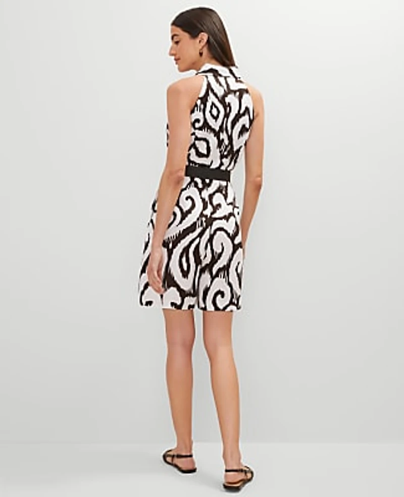 Ann Taylor Ikat Belted Romper Size 6 Black Women's