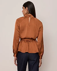 Ann Taylor Satin Tie Waist Blouse Size XS Spiced Cider Women's