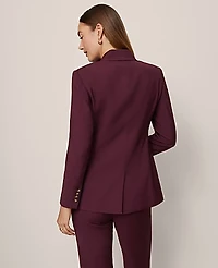 Ann Taylor The Fitted Long Double Breasted Blazer Size 8 Poised Plum Women's
