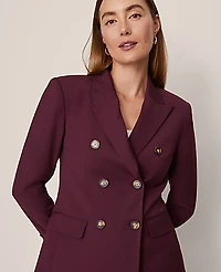 Ann Taylor The Fitted Long Double Breasted Blazer Size 8 Poised Plum Women's