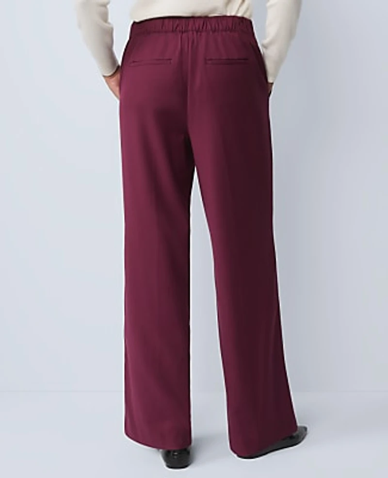 Ann Taylor Wide-Leg Jogger Pant Size Large Windsor Wine Women's