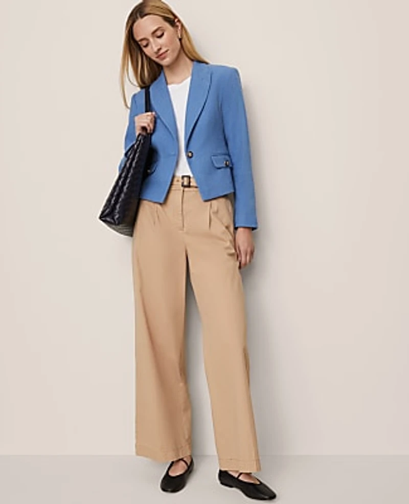 Ann Taylor The Cutaway Blazer in Tweed Size 4 Cool Cascades Women's