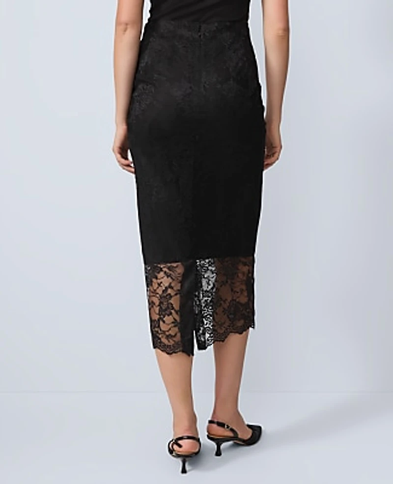 Ann Taylor Lace Midi Skirt Black Women's