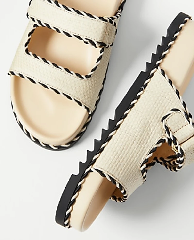 Ann Taylor Weekend Collection Straw Sport Sandals Size 5 Natural Women's