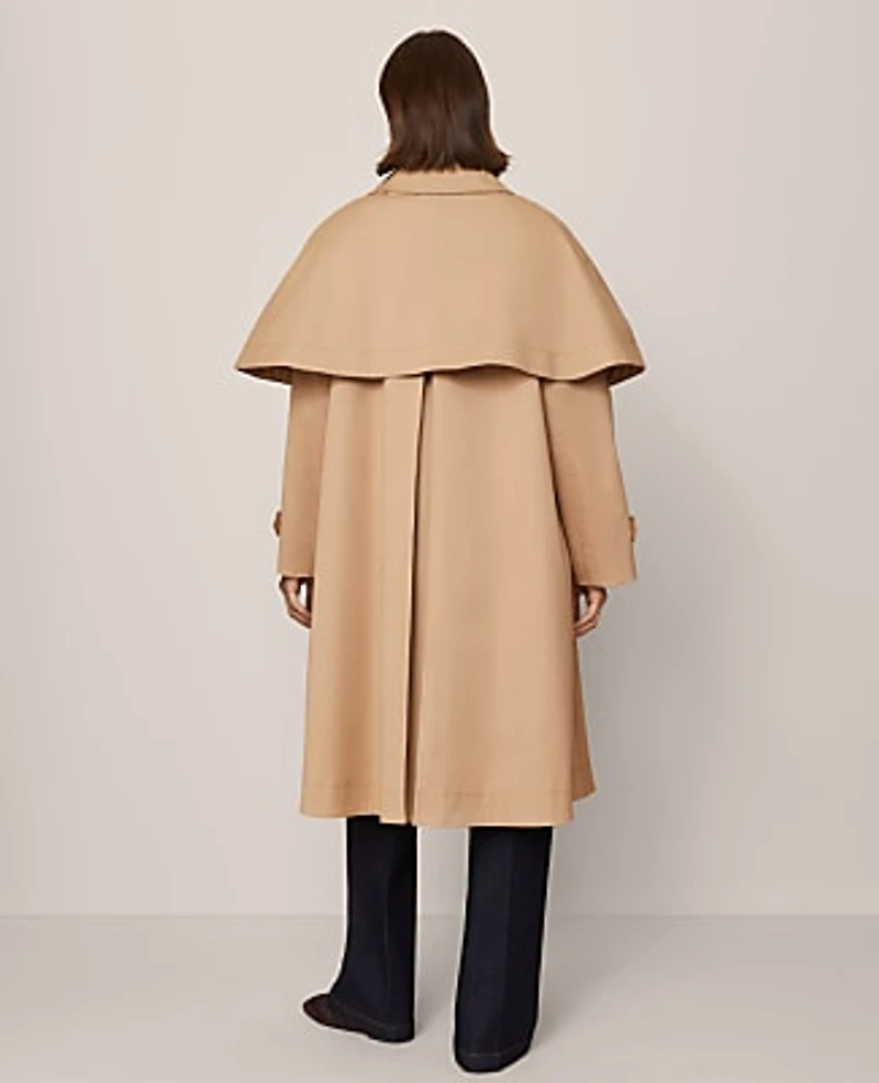 Ann Taylor Removable Cape Trench Coat Cafe Au Lait Women's