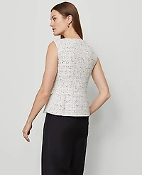 Ann Taylor Tweed Square Neck Vest Size 14 Charcoal/White Combo Women's