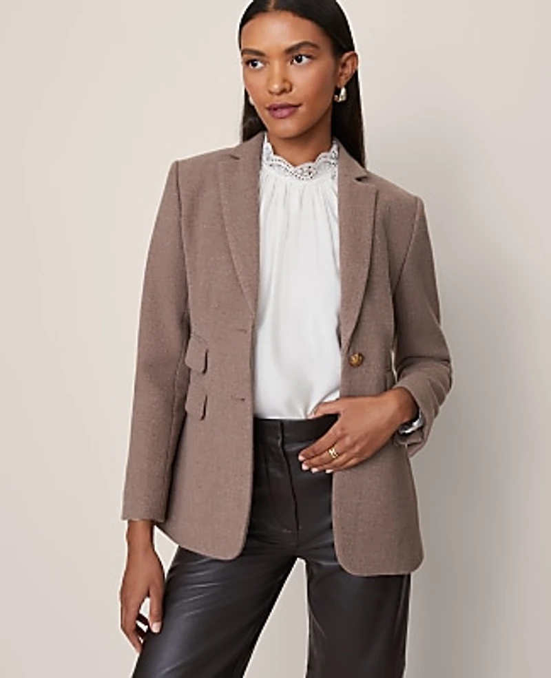 Ann Taylor The Greenwich Blazer Size 4 Cardamom Heather Women's