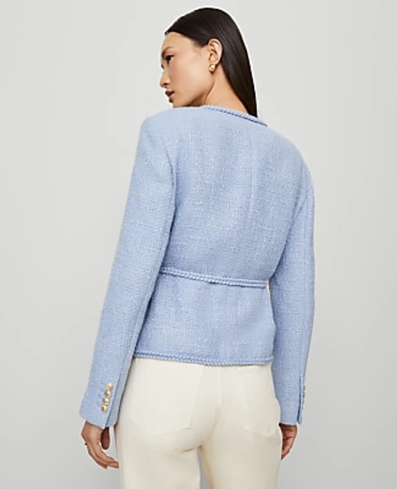 Ann Taylor Tweed Belted Jacket Women's