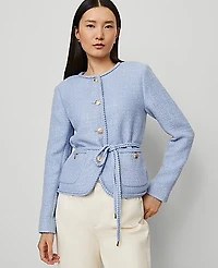 Ann Taylor Tweed Belted Jacket Women's