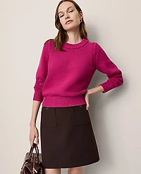 Ann Taylor Shoulder Detail Crew Neck Sweater Women's