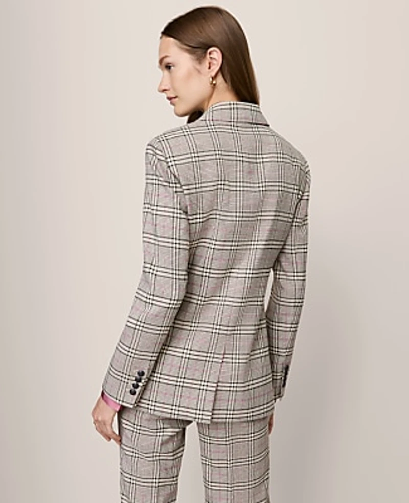 Ann Taylor The Crosby Blazer Plaid Pale Sandalwood Women's