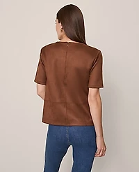 Ann Taylor Faux Suede Top Size XS Chocolate Mousse Women's