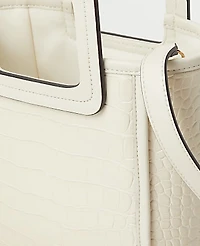 Ann Taylor Embossed Handle Crossbody Bag Pearl Shadow Women's