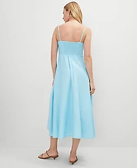 Ann Taylor Linen Blend Midi Dress Gulf Stream Blue Women's