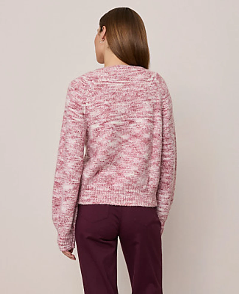 Ann Taylor Weekend Marled Cardigan Size Small Red Multi Women's