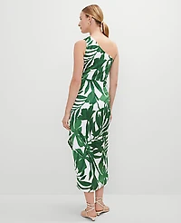 Ann Taylor Satin One-Shoulder Midi Dress Leafy Green Women's