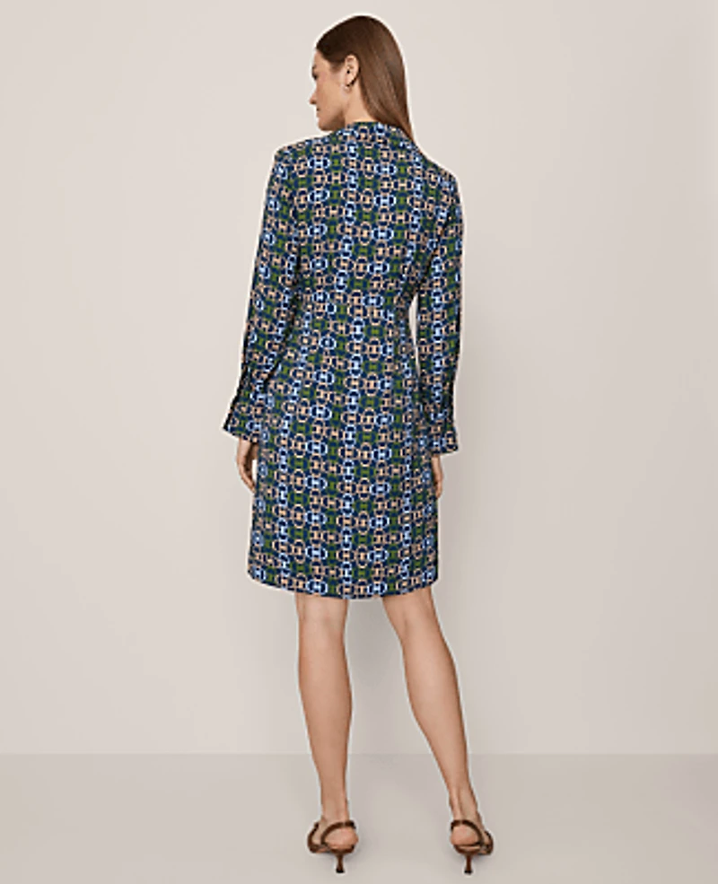 Ann Taylor Chain Link Collared Wrap Shirtdress Moonlit Backdrop B Women's