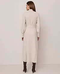 Ann Taylor Weekend Ribbed Turtleneck Sweater Dress Pale Sand Heather Women's