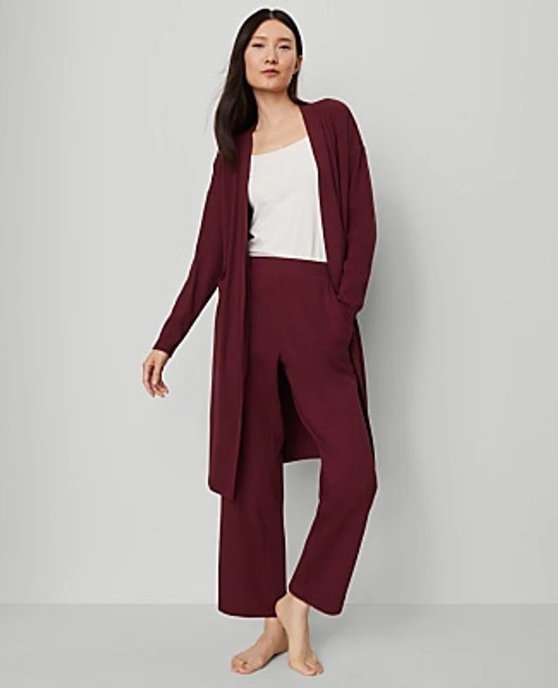 Ann Taylor Ribbed Wide-Leg Lounge Pants Size XS Windsor Wine Women's