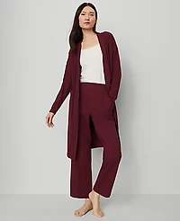Ann Taylor Ribbed Wide-Leg Lounge Pants Size XS Windsor Wine Women's