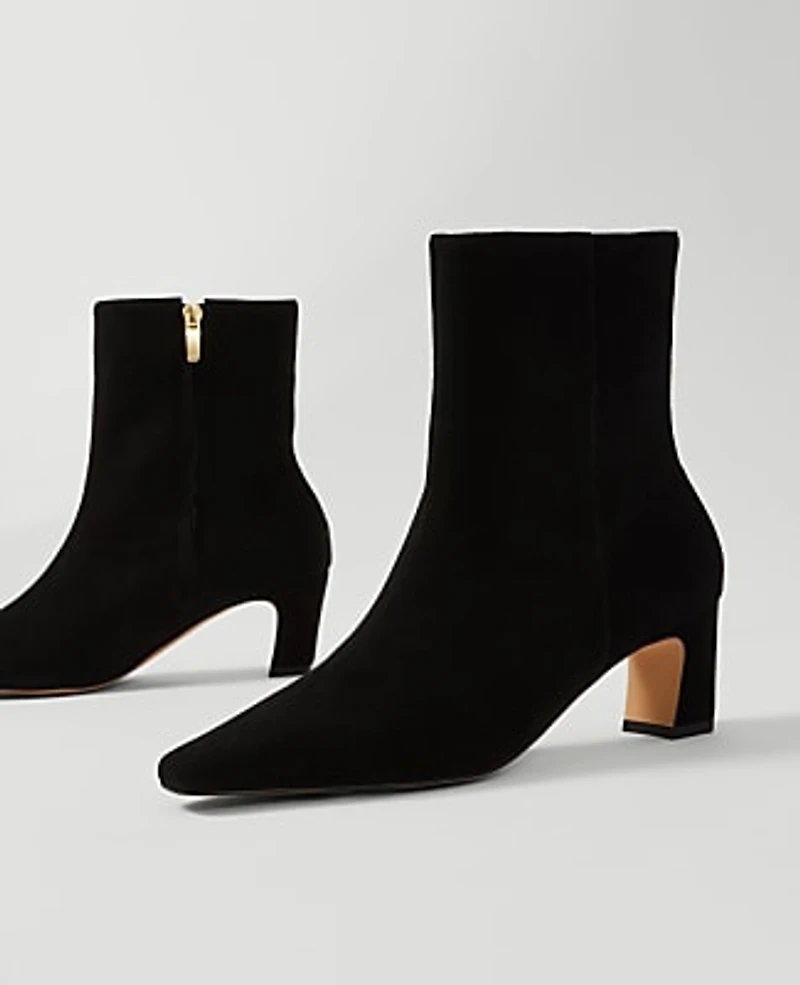 Ann Taylor Suede Skinny Heel Bootie Black Women's