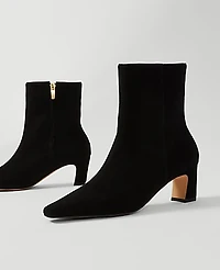 Ann Taylor Suede Skinny Heel Bootie Black Women's