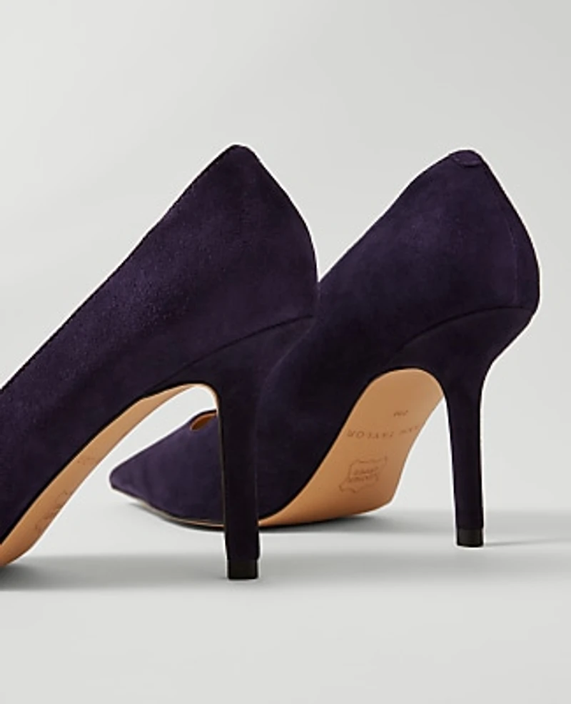 Ann Taylor Pointy Toe Suede Pump Bold Plum Women's