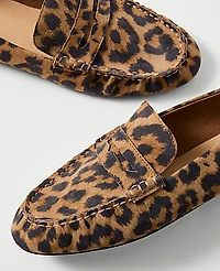 Ann Taylor Animal Print Suede Loafer Brown Multi Women's