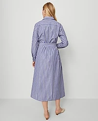 Ann Taylor Striped Collared Midi Shirtdress Shaded Periwinkle Women's