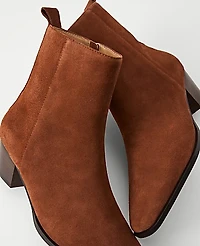 Ann Taylor Tapered Heel Suede Bootie Spice Brown Women's