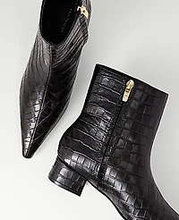 Ann Taylor Croco Nip Toe Bootie 1/2 Black Women's