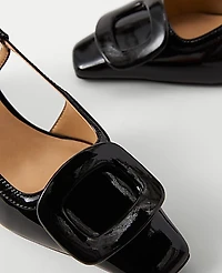 Ann Taylor Patent Leather Buckle Pump Size 7 Black Women's