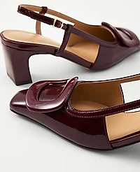 Ann Taylor Patent Leather Buckle Pump Size 9 Dark Burgundy Women's