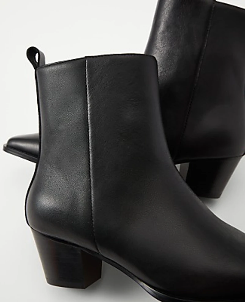 Ann Taylor Tapered Heel Leather Bootie Women's