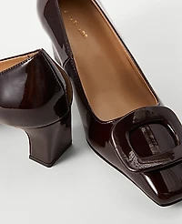Ann Taylor Patent Buckle Pump Size 7 1/2 Brown Stone Women's