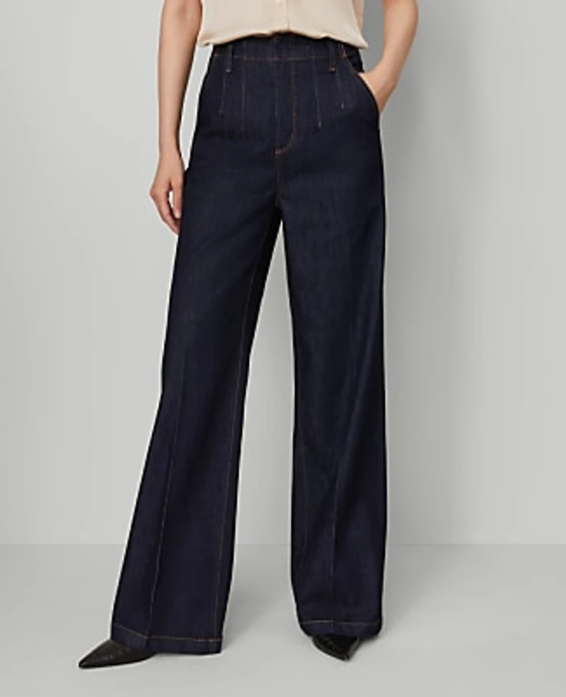 Ann Taylor The Petite Darted Waist Trouser Jean Classic Rinse Wash Women's