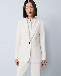 Ann Taylor The Belted Fitted Long Blazer Crepe Winter White Women's
