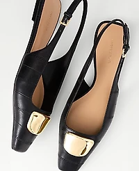 Ann Taylor Leather Buckle Slingback Flat Women's