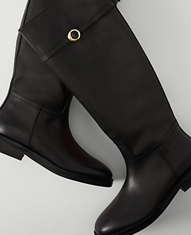 Ann Taylor Chain Wrap Leather Riding Boot Women's