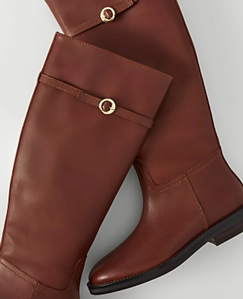 Ann Taylor Chain Wrap Leather Riding Boot Women's