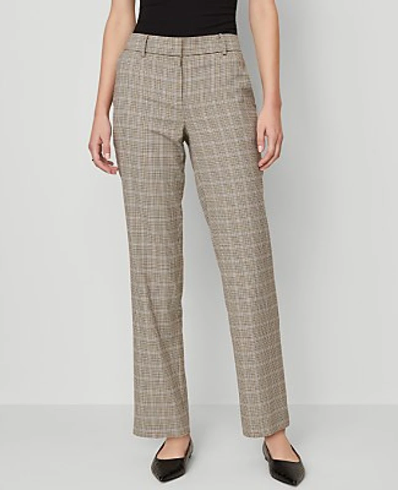 Ann Taylor The Straight Pant Plaid Copper/Cream Multi Women's