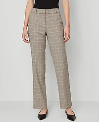 Ann Taylor The Straight Pant Plaid Copper/Cream Multi Women's