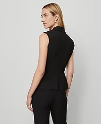 Ann Taylor Belted Double Breasted Vest Seasonless Stretch Core Black Women's