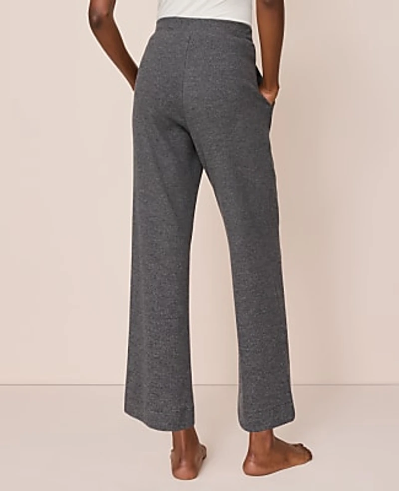 Ann Taylor Ribbed Wide-Leg Lounge Pants Dark Graphite Heather Women's
