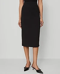 Ann Taylor Petite Fluid Crepe Pocket Midi Skirt Black Women's