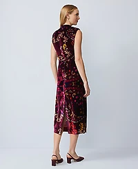 Ann Taylor Paisley Velvet Midi Dress Poised Plum Women's