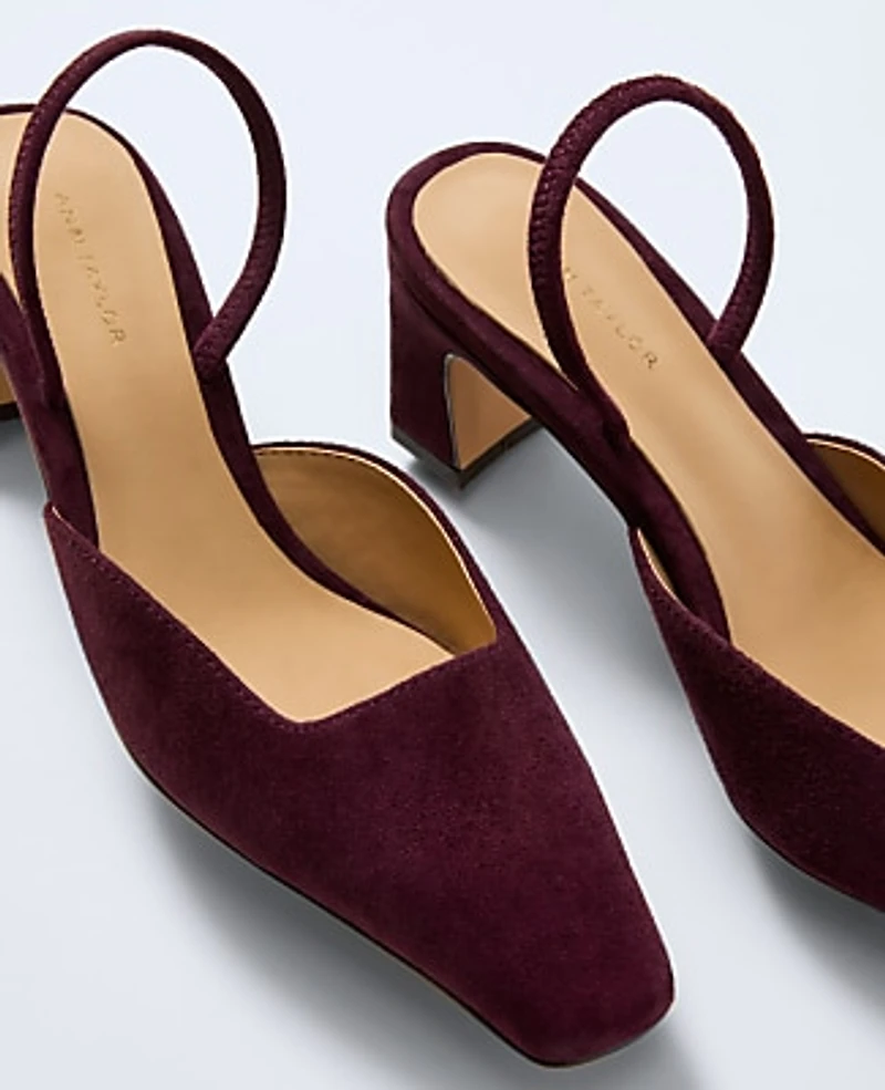 Ann Taylor Suede Slingback Pump Rich Cranberry Women's