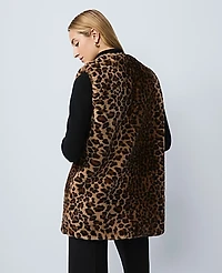 Ann Taylor Weekend Faux Fur Animal Print Vest Size XS/S Brown Multi Women's
