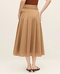 Ann Taylor Belted Pleated Midi Skirt Size 12 Classic Tan Women's